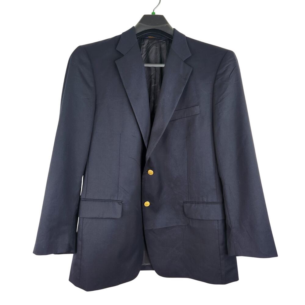 346 Brooks Brother Navy Blue Wool Sport Coat Men's 44 Regular Gold Buttons